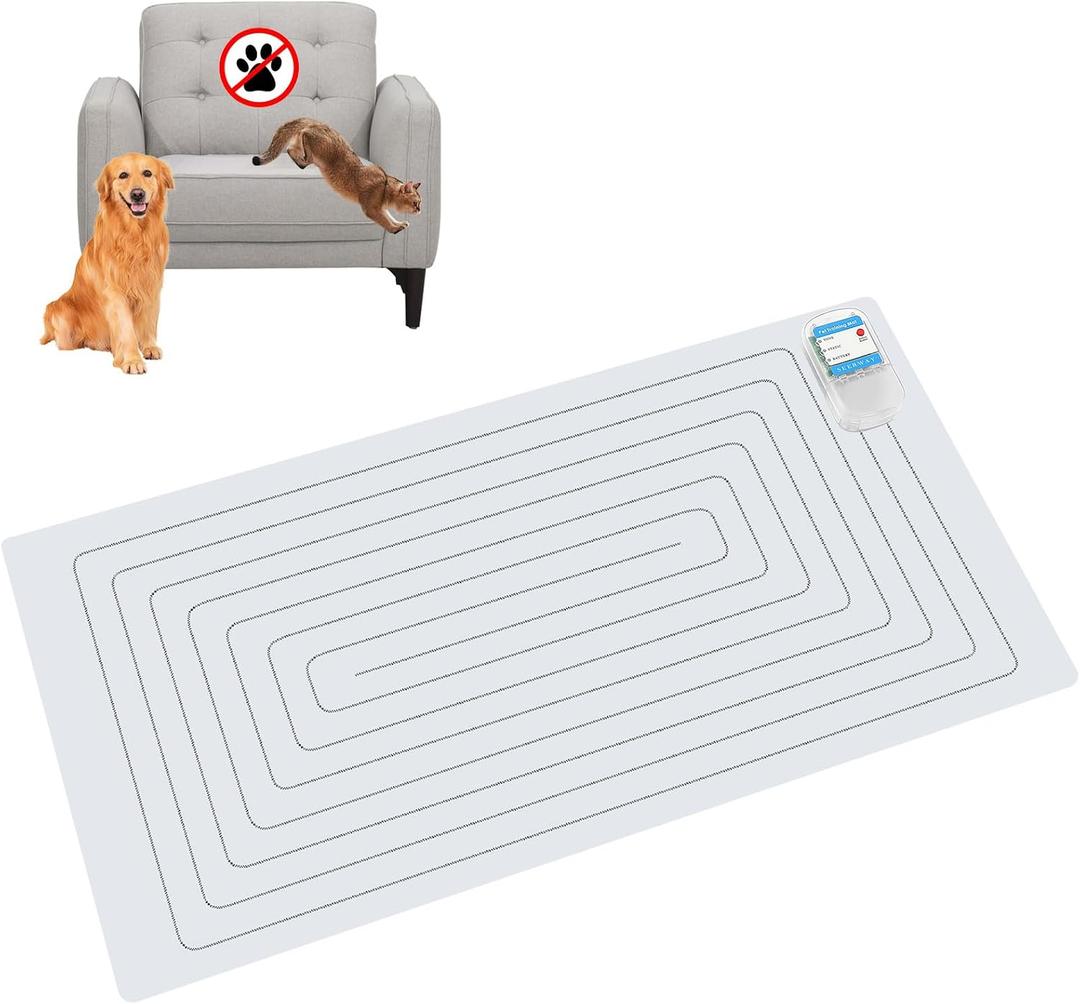 SEERWAY Scat Pet Shock Mat Indoor, Safe Shock Training Pads for Dogs and Cats, Electric Repellent Mat Keeps Pets Off Couch, Sofa, Counter Top, 3 Training Modes, 30"x16" Rectangular, Battery Operated