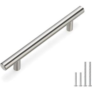 Homdiy 25 Pack Brushed Nickel Cabinet Pulls Drawer Handles Cabinet Hardware Stainless Steel Cabinet Handles 4in Hole Centers Cupboard Pull Drawer Pulls, 201SN