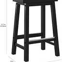 Amazon Basics Solid Wood Saddle-Seat Kitchen Counter Barstool with Footrest, Easy Assembly - 24-Inch Height - Black - Set of 2