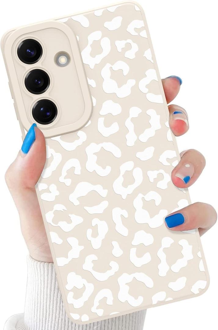 tharlet Compatible with Samsung Galaxy S26 Plus Case, Cheetah Print Shockproof Silicone TPU Anti Scratch Protective for Women Girls, Drop Protection Leopard Case for Galaxy S26 Plus 6.7'' White