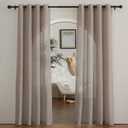 NICETOWN Sheer Linen Curtains for Windows 84 inch Length, (Burlap) Grommet Semi Balance Privacy & Light Vertical Flax Sheer Drapes for Bedroom/Living Room, W52 x L84, 2 Panels (52"W x 84"L (Pack of 2))