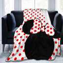 Cute Bow and Polka Dot Blanket Air Conditioner Blanket Lightweight Nap Flannel Blanket Soft for Sofa Bed Living Room Suitable for All Seasons 60"x50"