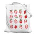 SZERE Pink Strawberry Cute Canvas Tote Bag for Women, Strawberry Themed Gifts Tote Bag for Women Teens Teen Girls, Girls Tote Bags, Cute Small Work Travel Shopping Tote Bags Grocery Reusable Bags