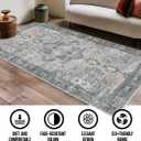 Muddy Mat® Blue Bell 8x10 Washable Area Rugs for Living Room, Bedroom & Dining Room – Modern Soft Low Pile Non Slip Carpet – Pet Friendly Waterproof Foldable Rugs for Home