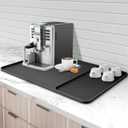 Silicone Coffee Mat, 24''x16'' Bar Mat with Detachable Dish Drying Mat - Fits Under Coffee Maker & Dish Rack (Black)