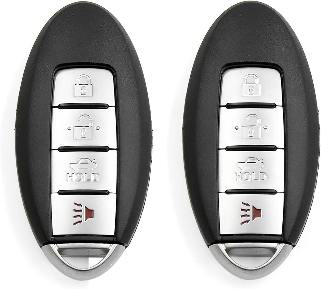 X AUTOHAUX 2pcs 4 Buttons Uncut Insert Key Fob Remote Control Key Case Shell for Nissan Altima 2007-2012 Maxima 2010-2014 Replacement KR55WK48903