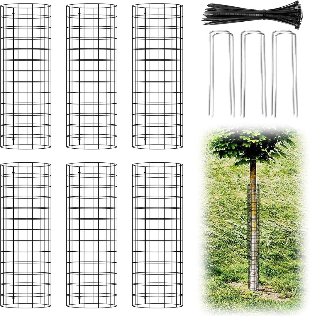 RIFNY Tree Trunk Protector Guard, Metal Tree Guards Bark Protectors with Zip Ties from Mowers Trimmers Deer, Outdoor Plant Protectors from Animals (16.5 Inch, 6 PCS)