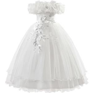Flower Girl Dresses Lace Embroidery Off The Shoulder Tulle Dress Communion Pageant Wedding Dance Gown Size 170