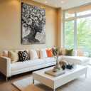 MLART99 Black Woman Wall Art Gold and White Floral Canvas Artwork for Living Room Modern Photo Prints for Home 24x36 Inch Bedroom Pictures Wall Decor