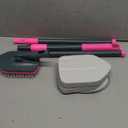 NEWE Shower Cleaner Brush, Tub Tile Scrubber with Telescopic Long Handle 60 inches, 4 Scrub Heads for Cleaning Bathroom Bathtub Floor Baseboard Sink Kitchen Toilet (Grey Red)