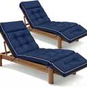 MAGIC ELEPHANT Chaise Lounge Cushion Outdoor Set of 2, Memory Foam Replacement Patio Pool Lounge Chair Cushion with Ties for Outdoor Furniture, 74 x 22 x 4 Inch (Oxford Blue)
