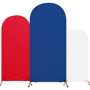 Tingjoo 4th of July Party Decoration, Set of 3 Theme Red, White, Blue Arch Cover Spandex Fitted Wedding Arch Stand Covers for Birthday Party, 4ft, 5ft, 6ft
