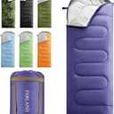 FARLAND Sleeping Bags for Adults Teens Kids with Compression Sack Portable and Lightweight for 3-4 Season Camping, Hiking,Waterproof, Backpacking and Outdoors (Medium(87"x 29.5"), Purple (R Zip))