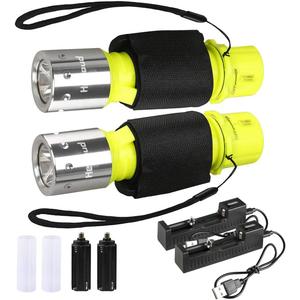 Diving Flashlight with Rechargeable Power Scuba Dive Light IPX8 Waterproof Underwater Flashlight Snorkeling Diving LED High Lumens Torch, 3 Modes with Charger for Underwater Sports (2Pack)