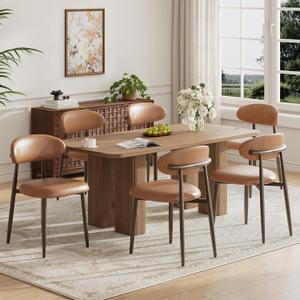 MALOL Dining Chairs Set of 6, Modern Upholstered Kitchen & Dining Room Chairs, Curved Back Dining Chairs with Sturdy Metal Legs, Comfortable Side Chairs for Dining Room, Kitchen, Living Room, Brown
