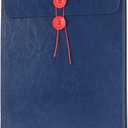 Enyuwlcm PU Leather A4 File Folder Document Holder Filing Envelope Project File Jacket with String Tie Closure 3/4 Inch Expansion Blue