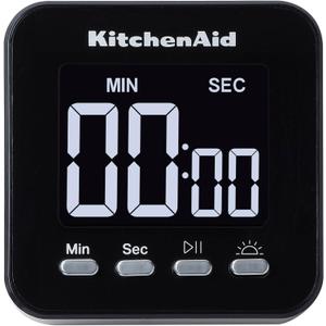 KitchenAid KQ912 99M Digital Single Event Magnetic Visual Timer with Backlight, Cooking, Classroom, Egg Timer, Black (Black/Black)
