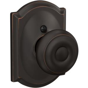 Schlage F170 GEO 716 CAM Georgian Door Knob with Camelot Trim, One Sided Non-Turning Dummy Door Handle, Aged Bronze