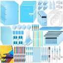 128 Pcs Middle High School Supply Kit for Student Girl Back to School Supplies Bundle Essential Stationery Stuff Set Include Calculator Notebooks Compass Folder Pen Stapler and More (Blue)