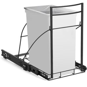 Pull Out Trash Can Under Cabinet, Cabinet Trash Can Pull Out Kit with Soft Close Rail, Under Sink Trash Can Pull Out for 13/8 Gallon Trash Can, Heavy Duty Pull Out Trash Can (Trash Can Not Included)