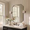 ANDY STAR Black Bathroom Mirror, 22x30 Inch Asymmetrical Mirror, Irregular Wall Mirror in Stainless Steel Metal Frame, Modern Scalloped Mirrors Ideal for Bathroom, Bedroom (Horizontal/Vertical)