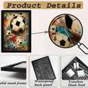 Framed Graffiti Soccer Ball Wall Art, Trendy Colorful Sports Canvas Print, Abstract Football Poster Artwork, Modern Street Art Wall Decor for Boys Bedroom Bar Living Room, 16"L x 24"W