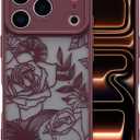 XIZYO for iPhone 17 Pro Case, Floral Rose Cute Phone Case for Women Girls Aesthetic Pattern Print Slim TPU Bumper Shockproof Protective Cover for iPhone 17 Pro 6.3 Inch, Wine Red