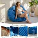 HIGOGOGO Papasan Chair Cushion with Corduroy Cover (Without Chair), 48 x 48 Inch Supportive Cushion, Overstuffed Chair Cushion,Navy