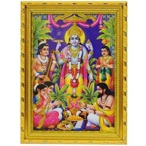Satyanarayana Swamy Bhagwan Satyanarayan photo Framed Home Decor, Size 12x10 Inches (Pack of 1)