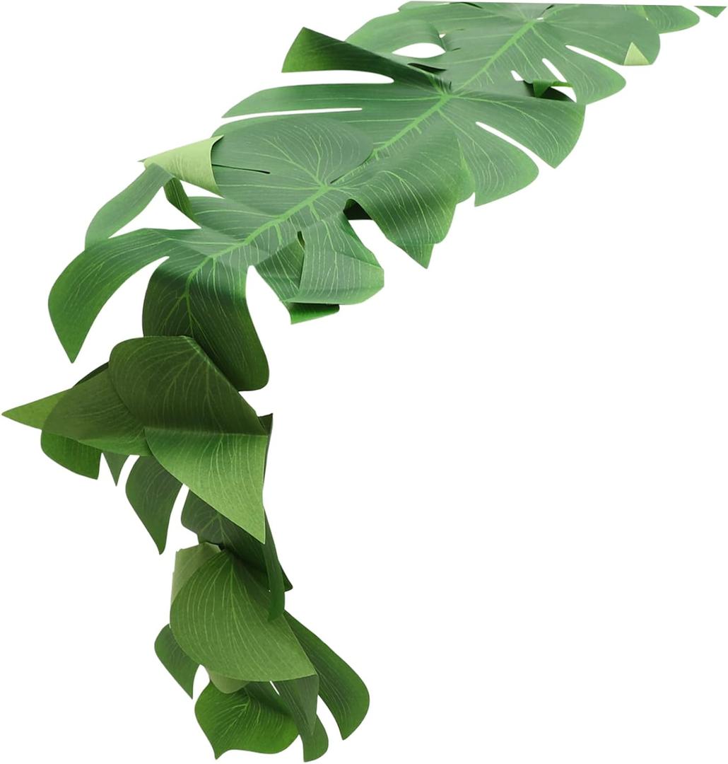Hawaii Party Artificial Palm Leaf Table Runner Green Monstera Leaf Design for Home Restaurant and Event Decor for Tropical Themed Gatherings and Celebrations