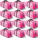 12 Pack Large Strong Moving Bags with Zippers & Carrying Handles - Water-Resistant - Heavy Duty Storage Tote for Space Saving, Fold Flat, Alternative to Moving Box (Pink)