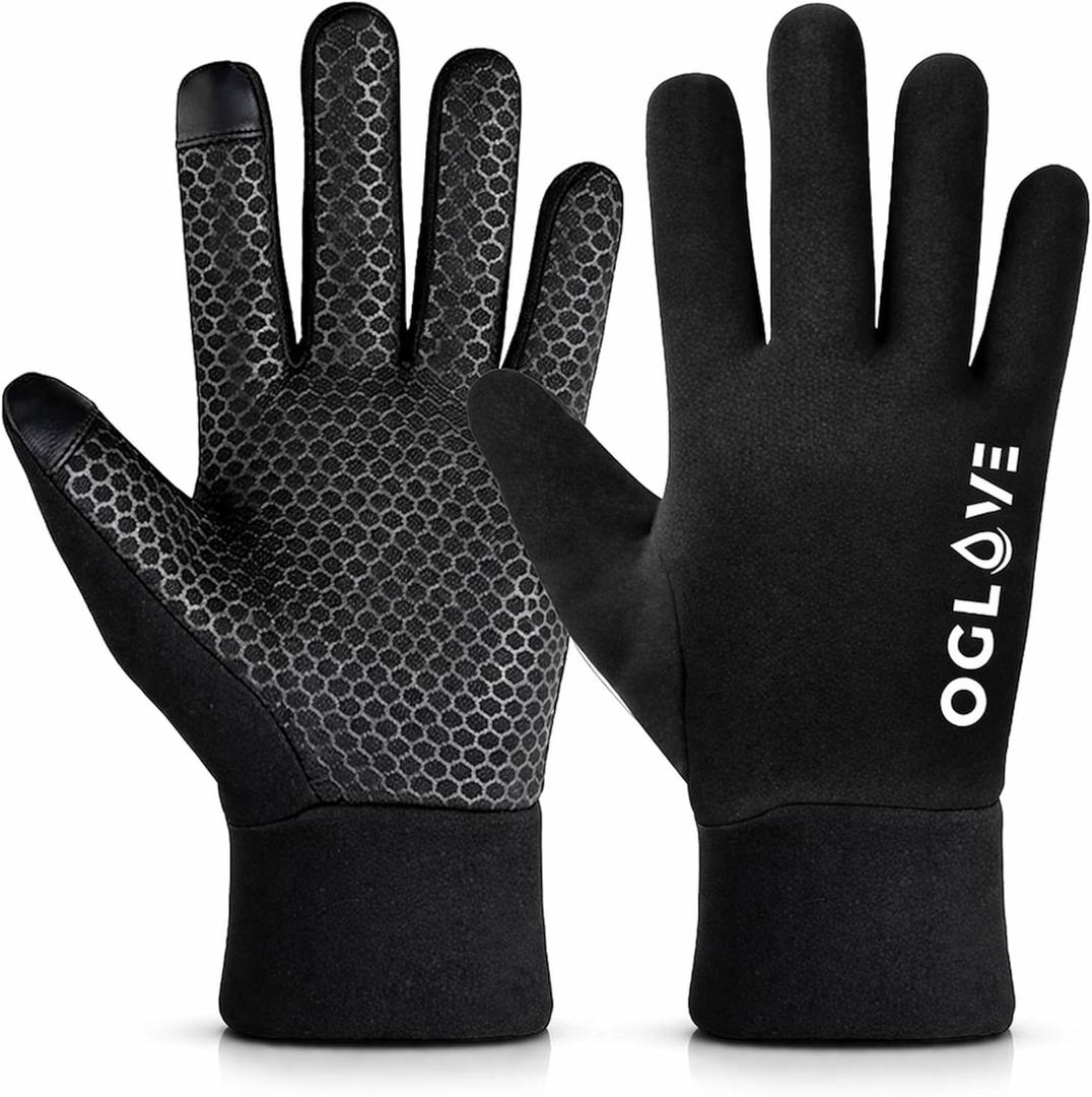 OGLOVE Kids Waterproof Soccer Field Gloves Thermal Youth Sports Gloves with Anti-Slip Grip and Touchscreen for Soccer, Lacrosse, Running and Cold Weather (Black, M)