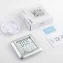 KADAMS Bathroom Clock 9.5" Kitchen Wall Clock with Large LCD Screen  Shower Clock with Suction Cup,Temperature, Humidity, Calendar  Water-Resistant, 4 Mounting Options, Silver