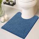 Toilet Rugs U Shaped Washable 20''x20'',Ultra Soft Absorbent Chenille Non Slip Contour Bathroom Rugs for Toilet,Dry Quickly, Machine Washable Bath Mats,Denim Blue