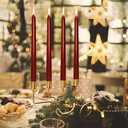 Christmas Red Taper Candles - 10 inch Metallic Tapered Candles Set of Only2- Unscented and Smokeless Slow Burning Candle Sticks Ideal for Christmas Holiday Wedding Party Home Decoration