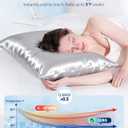 Elegear Cooling Pillow Cases Set of 2 for Hot Sleepers, Softer Than Silk Pillow Cases for Hair & Skin, Upgraded Arc-Chill Cooling Satin Pillowcases Q-max>0.5, Luxury Zipper Pillowcase Cover-King,Gray