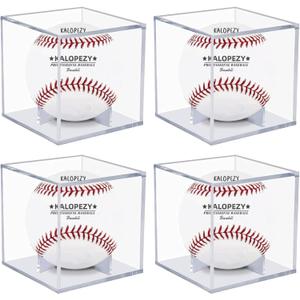 4 Pack Baseball Display Case, UV Protected Acrylic Boxes for Display,Clear Display Case Baseball Cube Memorabilia Showcase Autograph Ball Protector - for Official Size Ball
