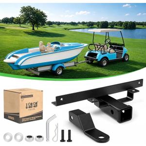 10L0L Golf Cart Trailer Hitch Fit for Club Car DS 1982-up Models Fits on Backseat Footrest Compatible with Cargo Boxes, black