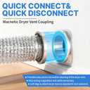 Magnetic Dryer Vent Coupling Connector Kit, DV180 Airtight Seal Coupling, Strong Magnet Quick Connection Self-Alignment Easy to Clean Included a 3ft 4" Duct & 2 Clamps
