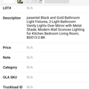 Black and Gold Vanity Light, 3 Light Bathroom Vanity Light Over Mirror with Metal Shade, 23 Inch Large Vanity Lights for Bathroom Modern Wall Sconce Lighting, BD015-3-BK