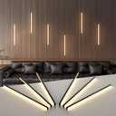Wall Led Lights - GloryAir 6pcs Black 3000K Warm White Led Panel Light Strips, Self-Adhesive Dimmable Touch Switch Wall Slat Lights for Wood Slat, Fluted Panel, Bedroom Headboard