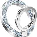 GVIEWIN Magnetic Phone Ring Holder, Compatible with MagSafe Phone Grip with Adjustable Stand, Magnet Phone Ring Kickstand for iPhone 17/16/15/14/13/12 Pro Max Plus Air/Other Phones (Glitter/Silver)