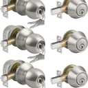 BESTTEN 3 Pack Keyed Alike Exterior Door Knobs and Single Cylinder Deadbolts Combo Set, Satin Nickel Entry Door Knobs with Locks and Keys for Entrance and Front Door