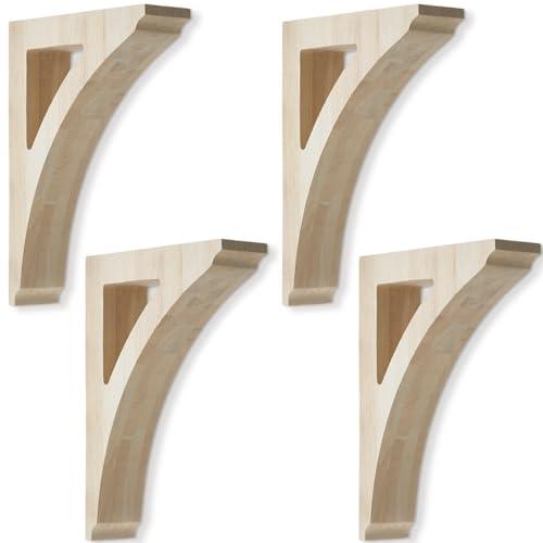 Briwooody 4 Pcs 1 3/4" W x 7 1/2" D x 10 1/2" H Traditional Wood Corbels Wooden Shelf Brackets Unfinished Paintable Solid Wooden Bracket for Doorway Countertops Home Shelves Cabinet Furniture Support