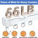 Ceiling Curtain Track, Heavy-Duty Curtain Tracks Ceiling Wall Mount for Curtains Ceiling Mounted Curtains Rod Track System with Roller Hooks Sliding Curtains Tracks Rails Set, White (6FT-9FT)