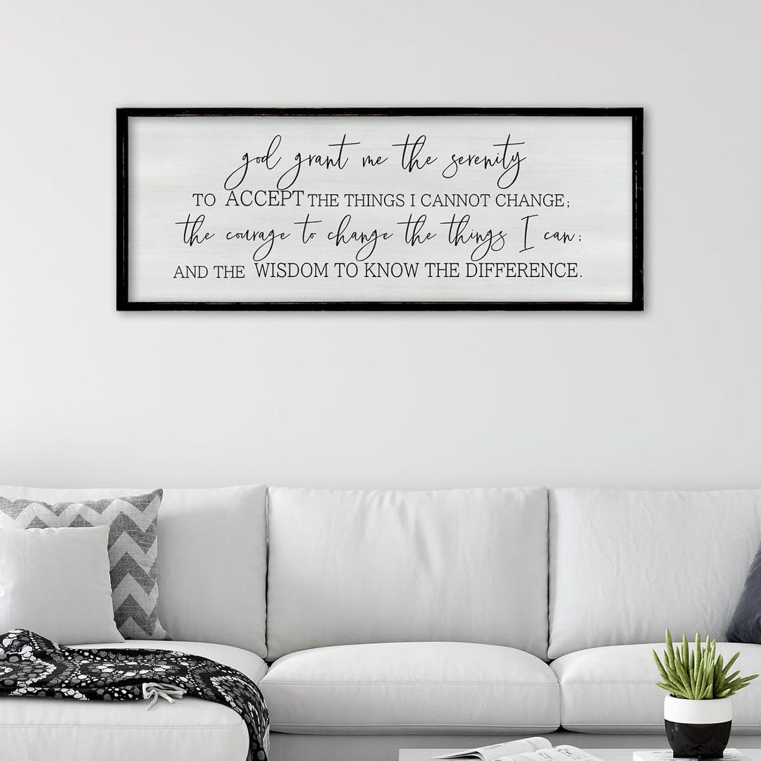 ZZJJHYWGQ God Grant Me Prayer Wall Decor Christian Serenity Prayer Sign 32"12" God Jesus Catholic Prayer Bible Verse Inspirational Quotes for Living Room Bedroom Office Large Hanging Art (Black)