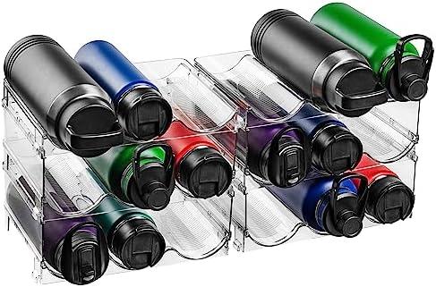 ClearSpace Water Bottle Organizer for Cabinet – Stackable Water Bottle Holder for Cabinet or Wine Rack for Home Organization Storage – Drink Organizer for Fridge, Kitchen Organization, 6 Pack