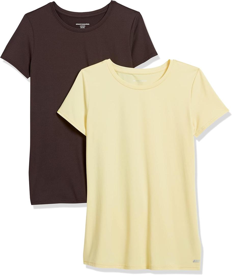 Amazon Essentials Women's Tech Stretch Short-Sleeve Crewneck T-Shirt - Discontinued Colors, Multipacks XS