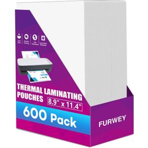 FURWEY 600 Pack Laminating Sheets, Holds 8.5 x 11 Inch Sheets, 3 mil, 8.9" x 11.4" Thermal Laminating Pouches Lamination Sheet Paper for Laminator, Clear, Letter Size, Office and School Supplies