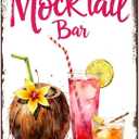 Mocktail Bar Tin Sign - Vintage Metal 12x8 Inch Summer Tropical Wall Decor for Home Bar, Kitchen, Patio, Poolside, Party Drinks Sign